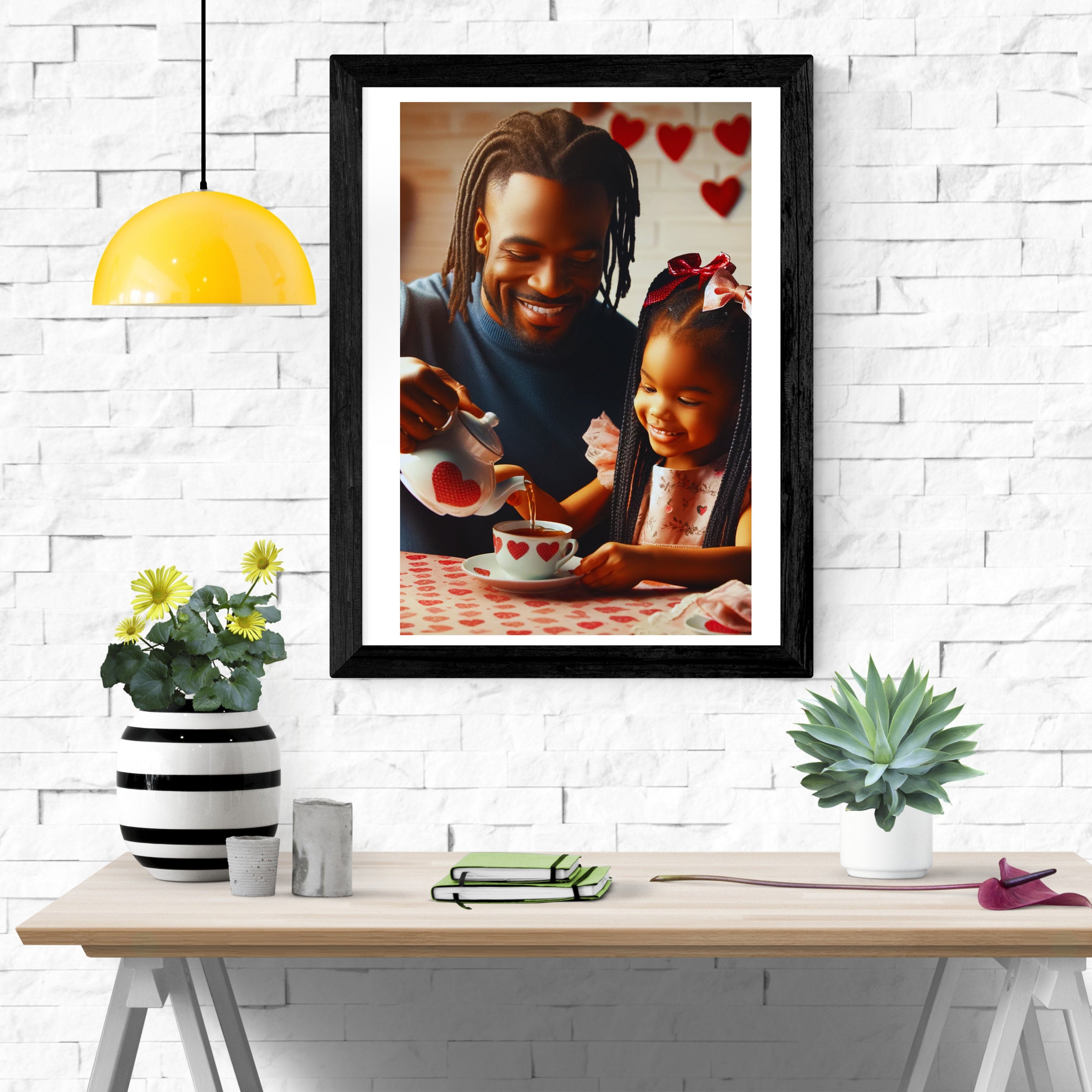 BLACK FAMILY ART - Downloadable Art, Father Daughter Dance, png, ai Art, kdp, Printable Wall Art, Valentine's Day Art, Digital Wall Decor