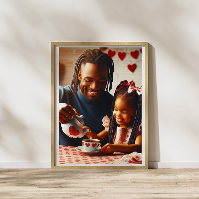BLACK FAMILY ART - Downloadable Art, Father Daughter Dance, png, ai Art, kdp, Printable Wall Art, Valentine's Day Art, Digital Wall Decor