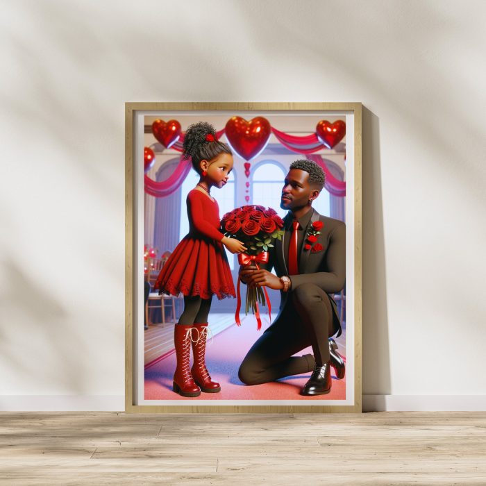 DADDY DAUGHTER ART - African Family Art, Downloadable Family Art, Digital Wall Art, Dad Daughter Art, Printable Wall Art, Dad Daughter Gift